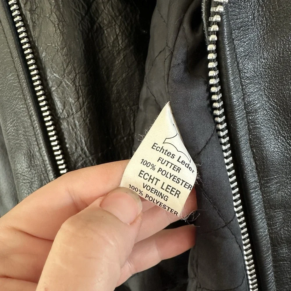 VTG 80's‎ Heavy Genuine Leather Manzoor Motorcycle Jacket Biker 52 Zip Out Liner